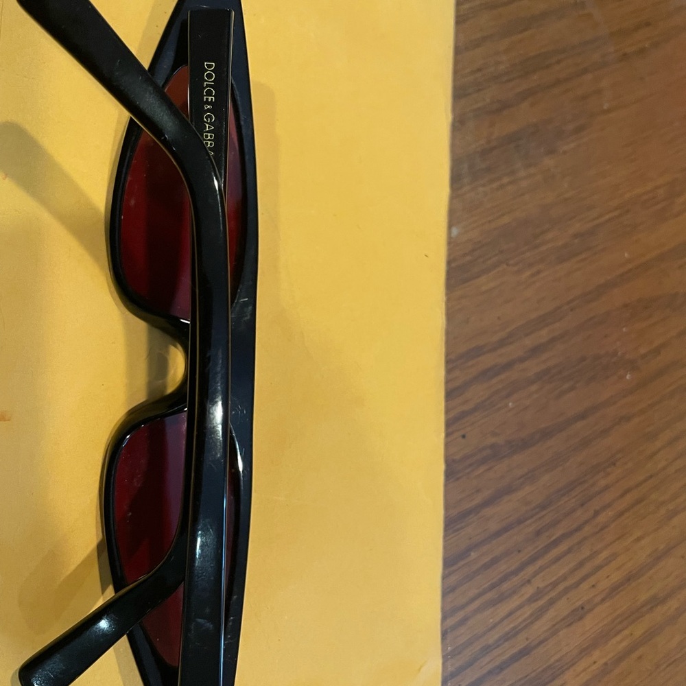 Dolce & Gabbana Black Frame Sunglasses with Red Tint - Picture 2 of 4
